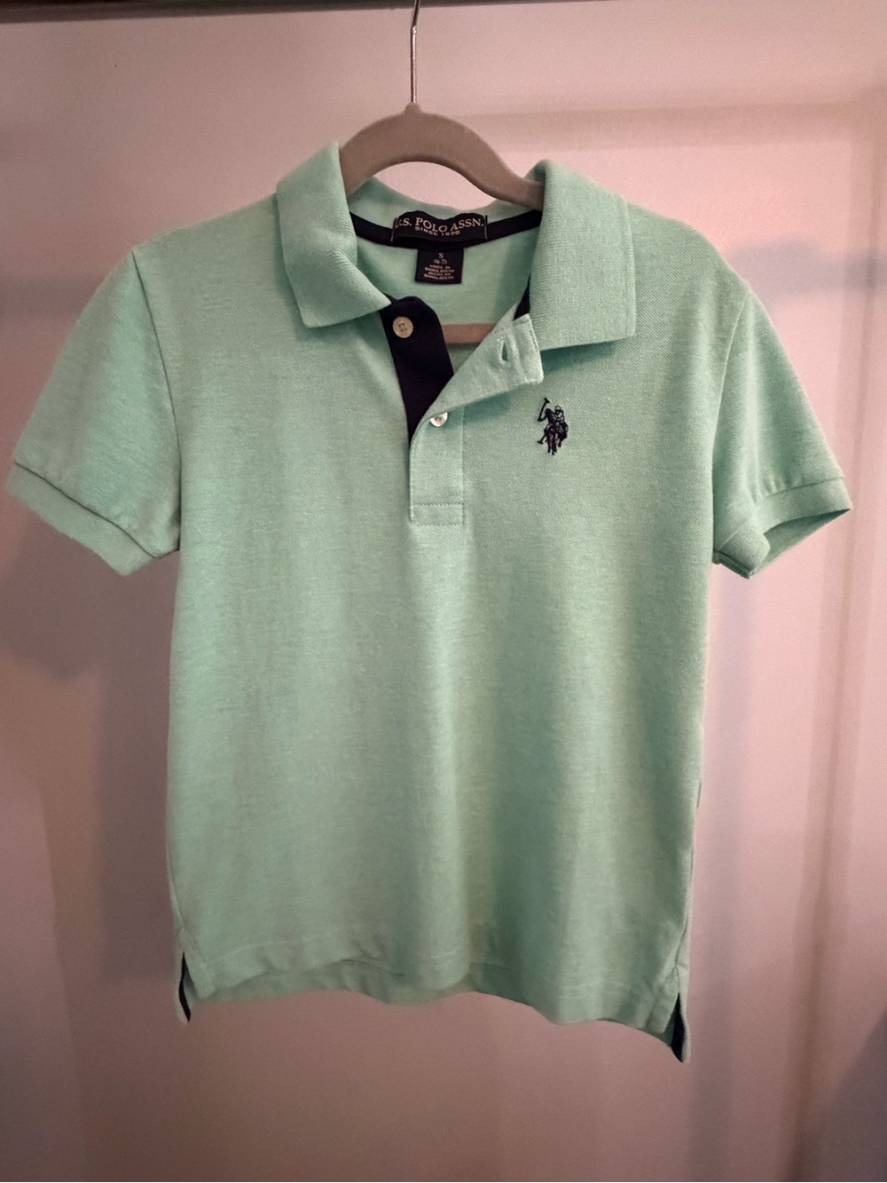 U.S. Polo Assn. Mint Green Short Sleeve Polo with Contrast Placket